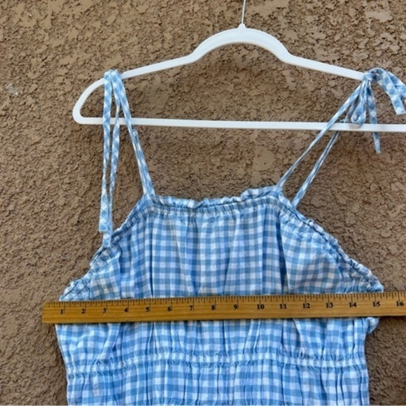 Sincerely Jules Gingham Jumpsuit w Pockets Women’s size large‎ blue white plaid - Picture 11 of 14